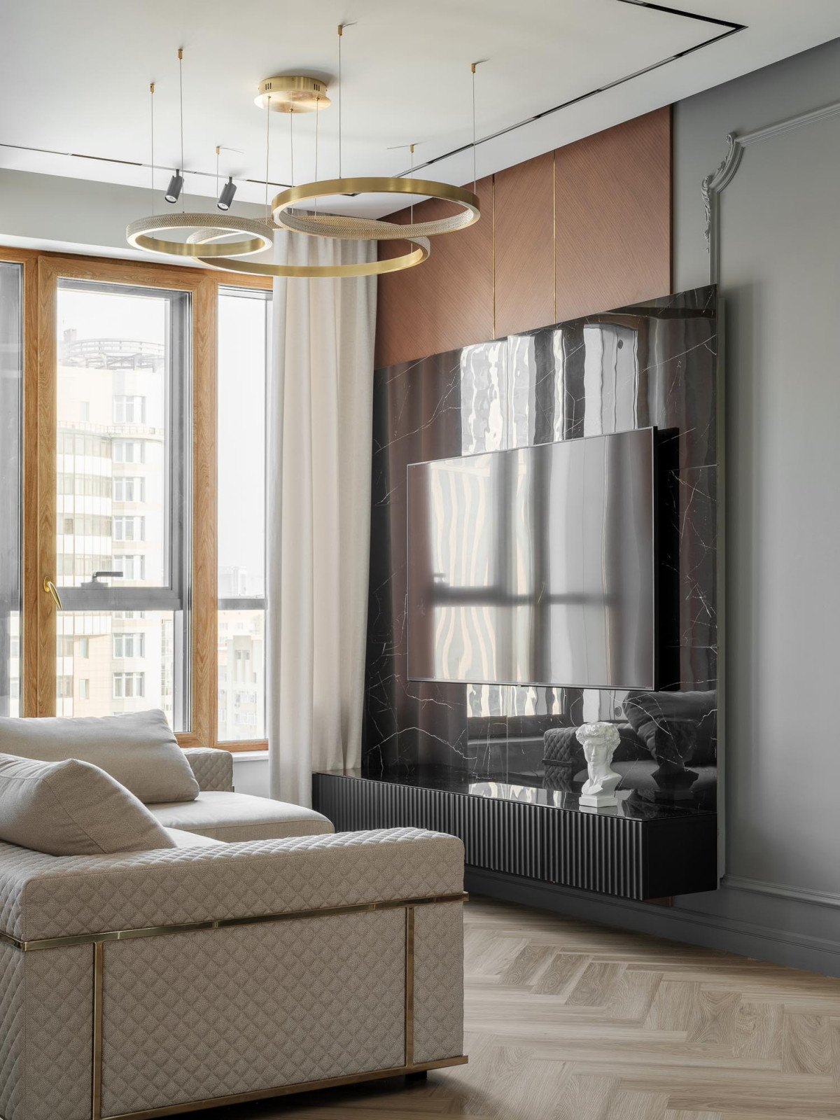 Дизайн проект квартиры 95 м2  ЖК "  Richmond Residence ". Гостиная