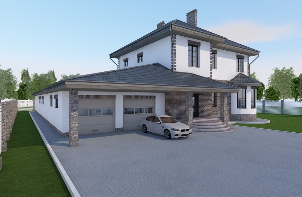 каменный дом с большим бассейном