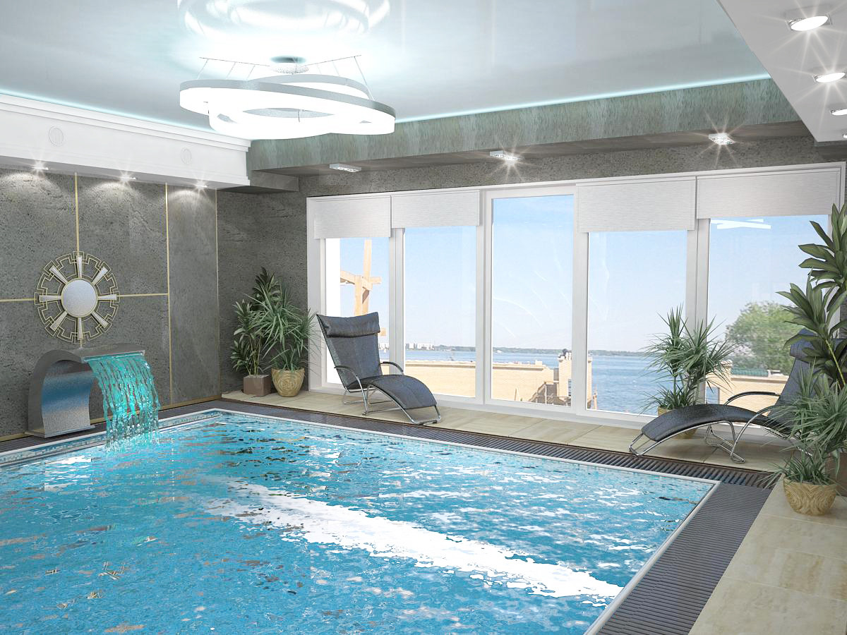 Интерьеры бассейнов в жилых домах