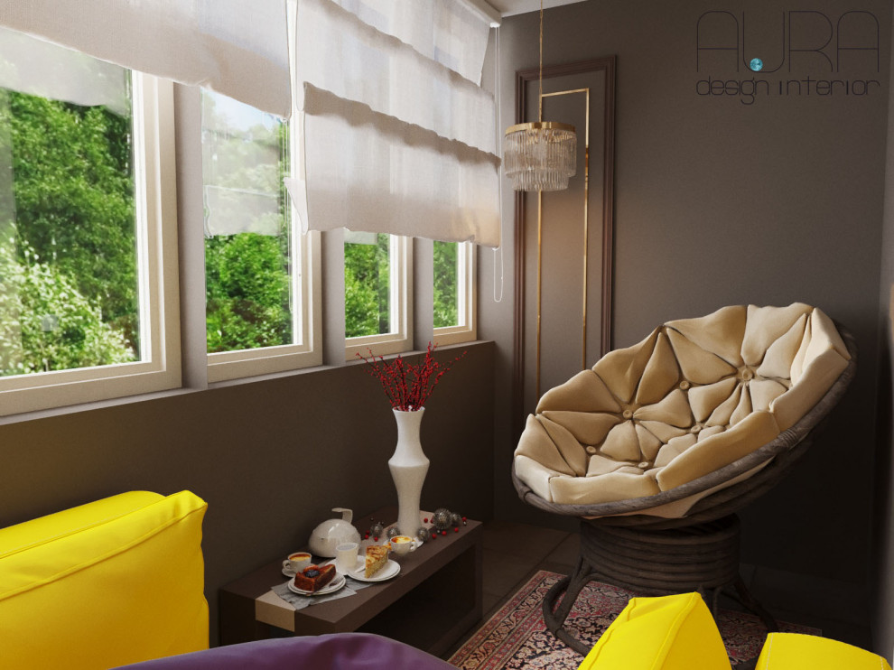 Дизайн квартиры, лоджия в темных тонах