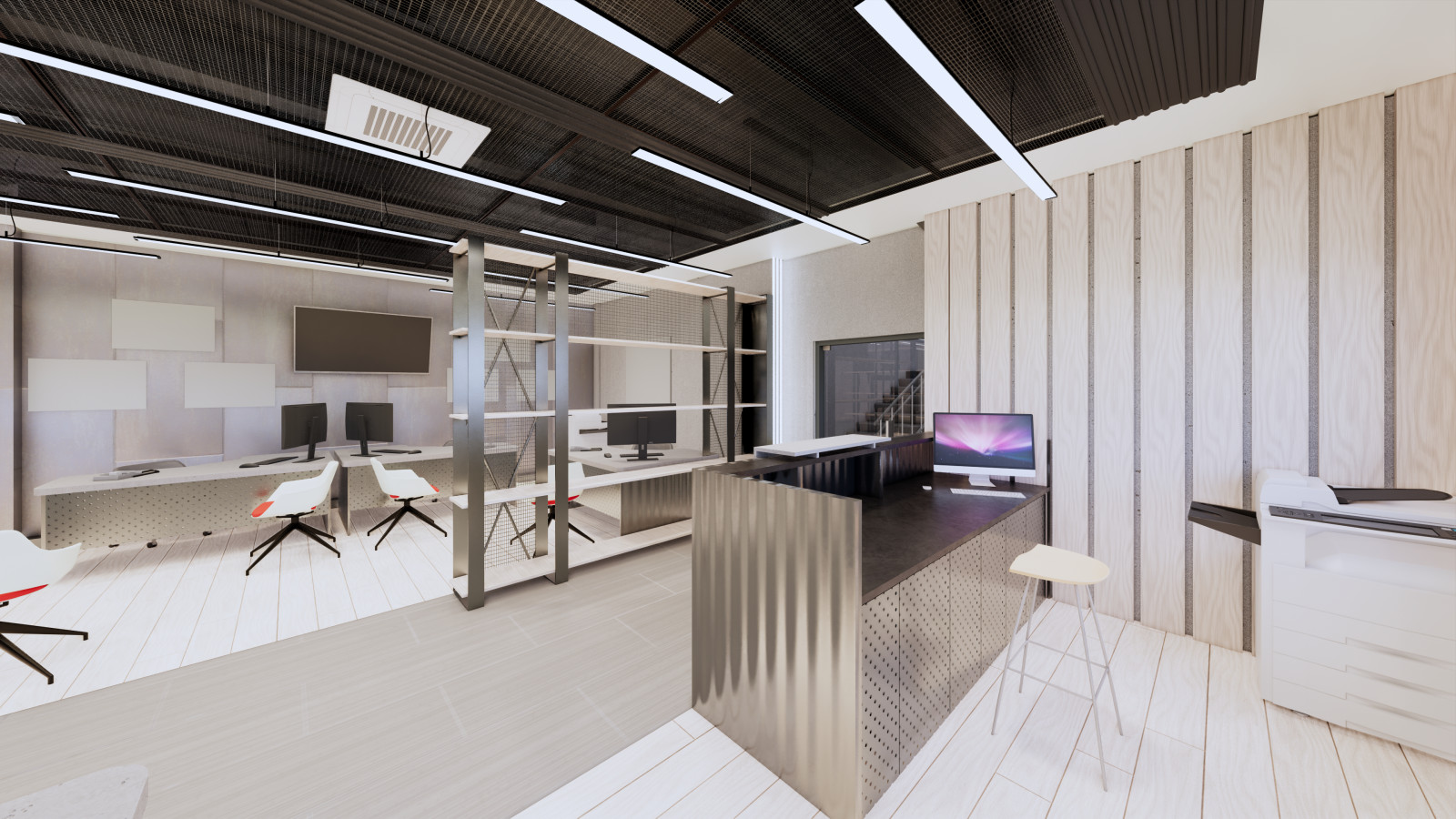 Интерьерные решения для встроенной офисной части при оконном производстве