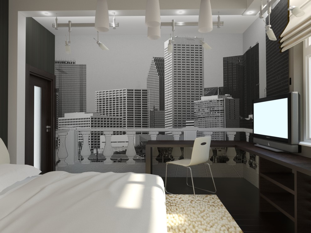 Интерьер загородного дома с красными акцентами