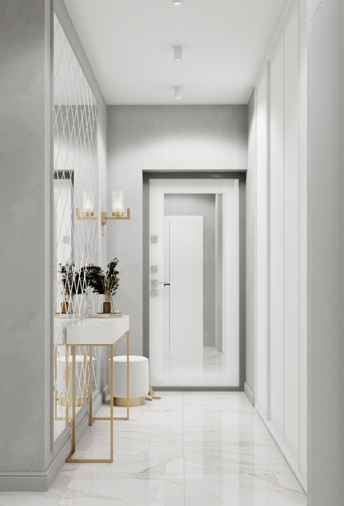 Обложка проекта: Квартира с современной гостиной с отсылками к ар-деко. Проект 2022 года