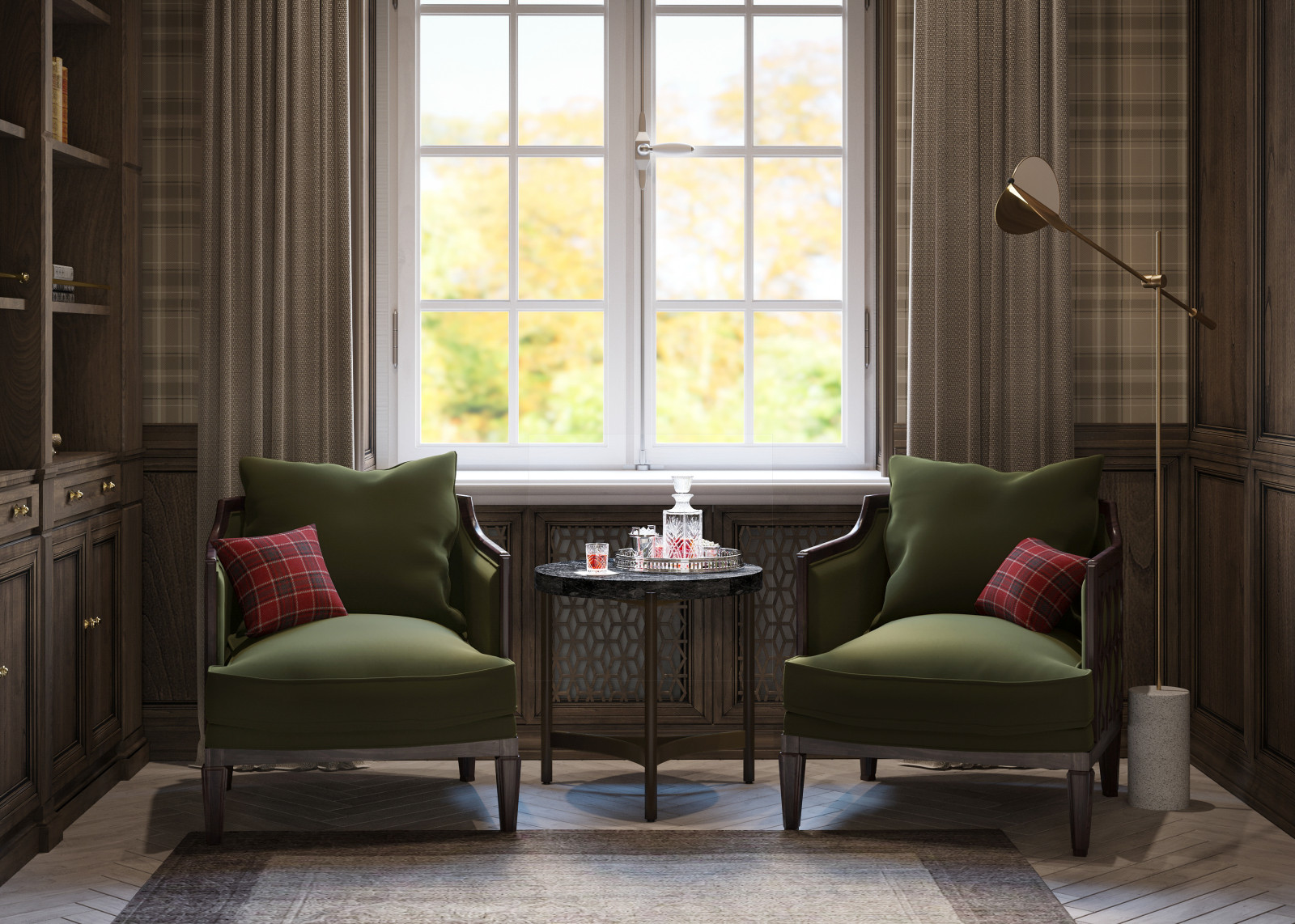 Обложка проекта: Кабинет в английском стиле в проекте "Жемчужная река"