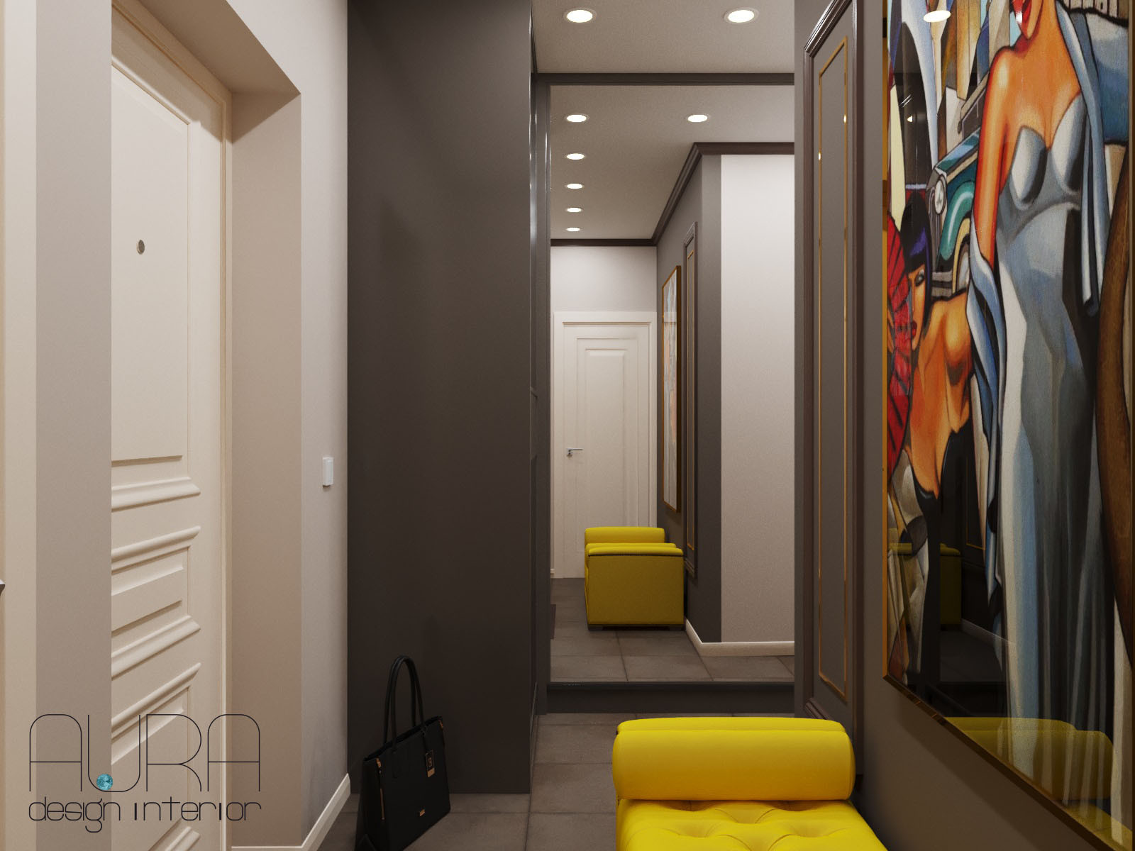 Дизайн квартиры, прихожая в темных тонах