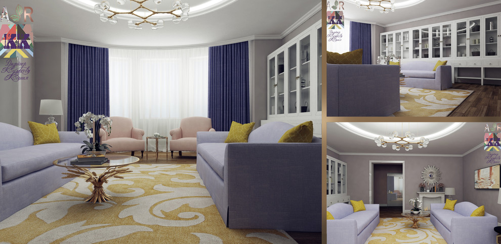 Обложка проекта: Проект гостиной в пастельных тонах.