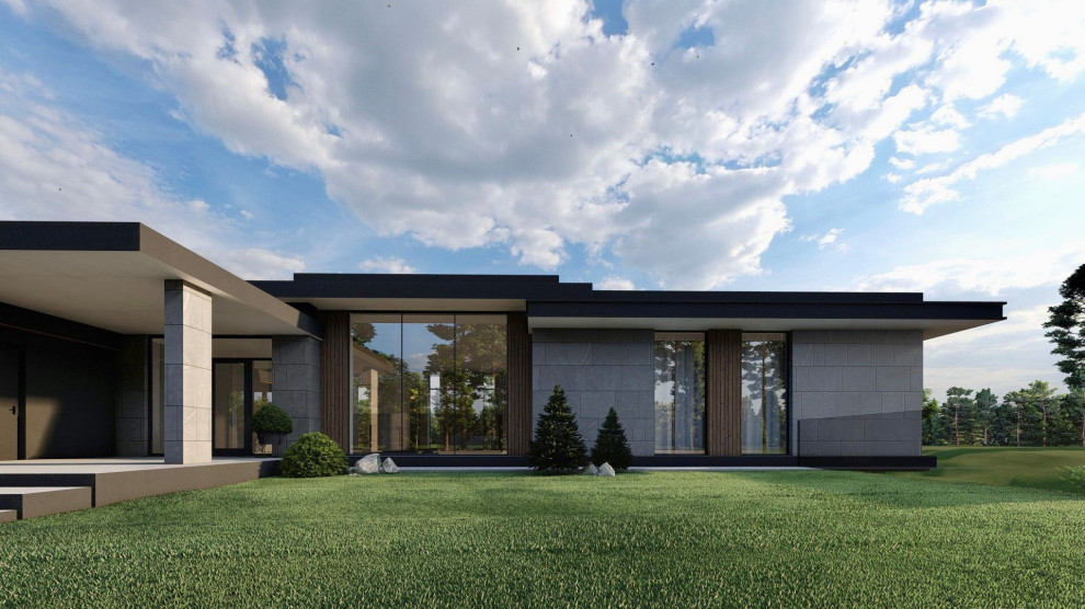 Обложка проекта: Дом в стиле Райта на ландшафте