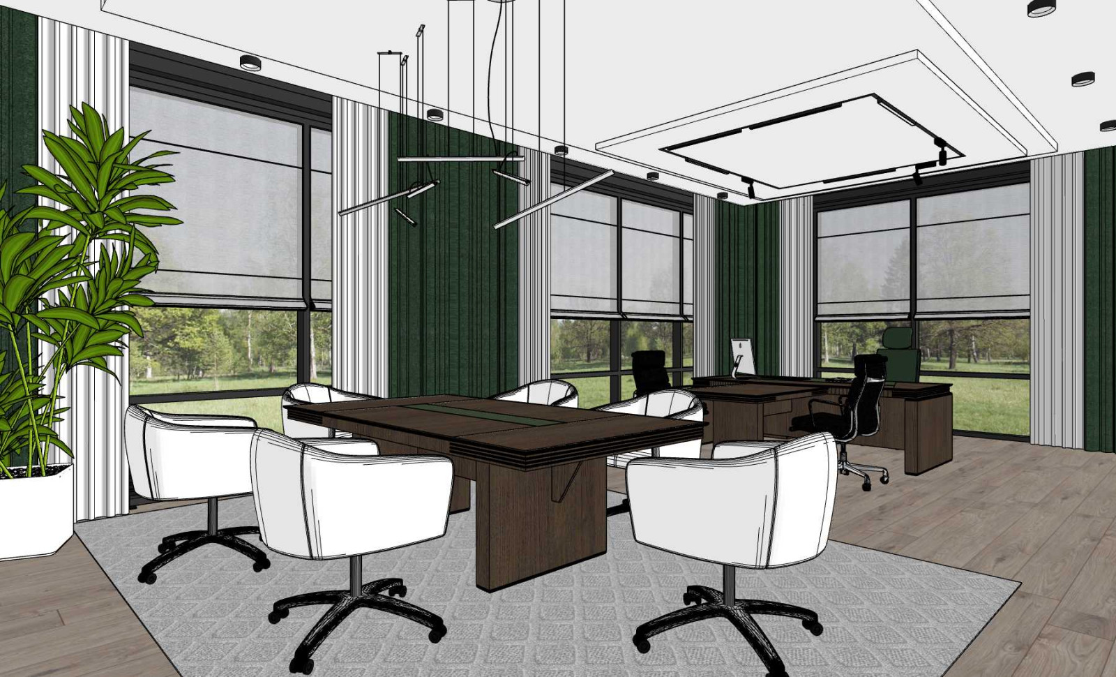 Обложка проекта: Офис для компании IZOLIFE, Белгород (экспресс-проект, скетчап)