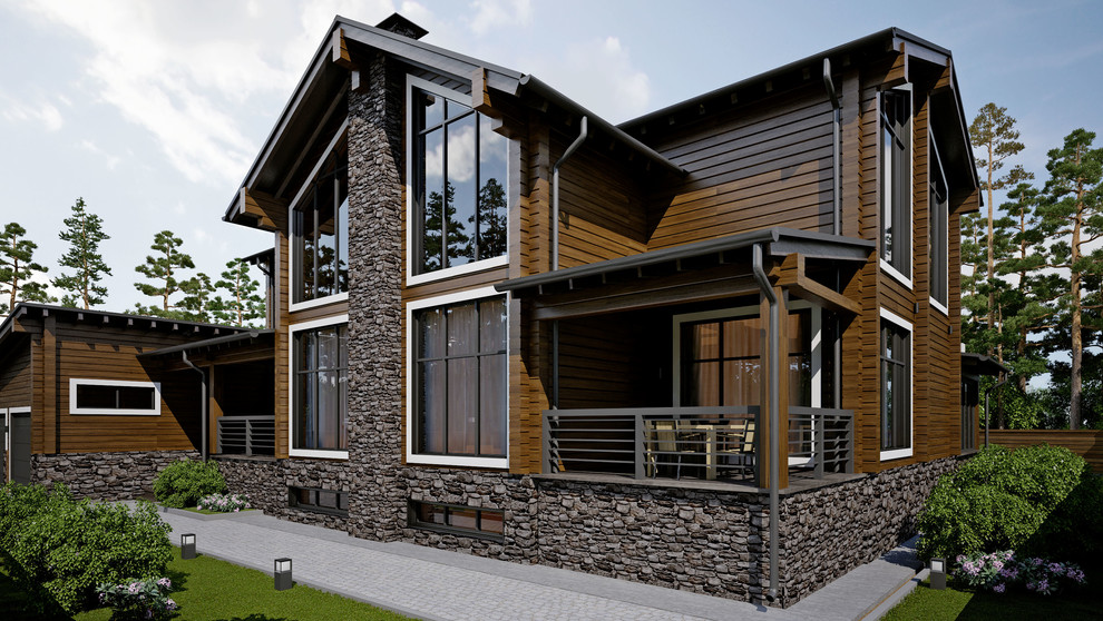 Проект дома из клееного бруса WOOD RESIDENCE 400 м^2