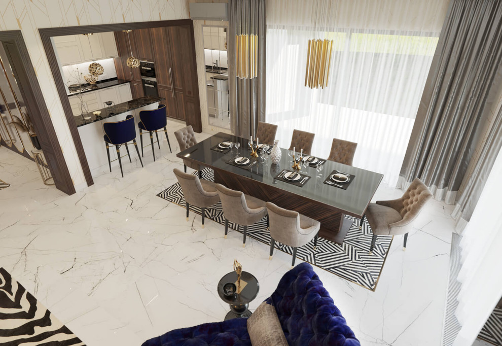 Дизайн интерьера одноэтажного жилого дома в стиле арт-деко