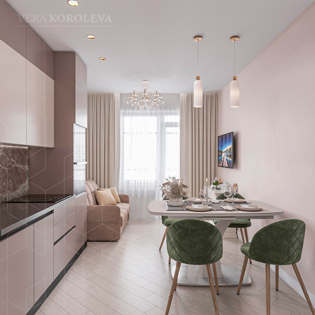 Дизайн двухкомнатной квартиры для семьи с девушкой-подростком в ЖК "Ультра Сити"