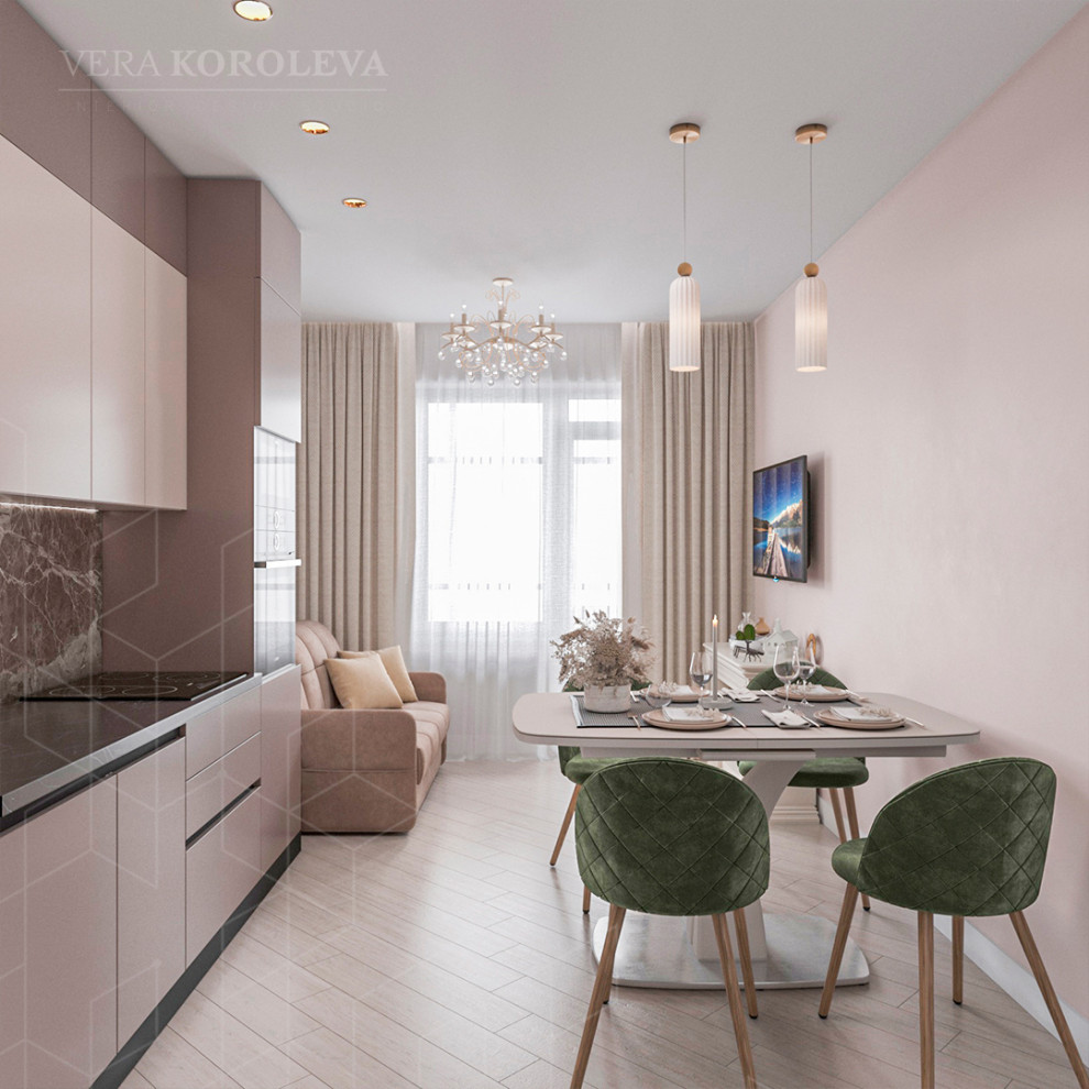 Дизайн двухкомнатной квартиры для семьи с девушкой-подростком в ЖК "Ультра Сити"