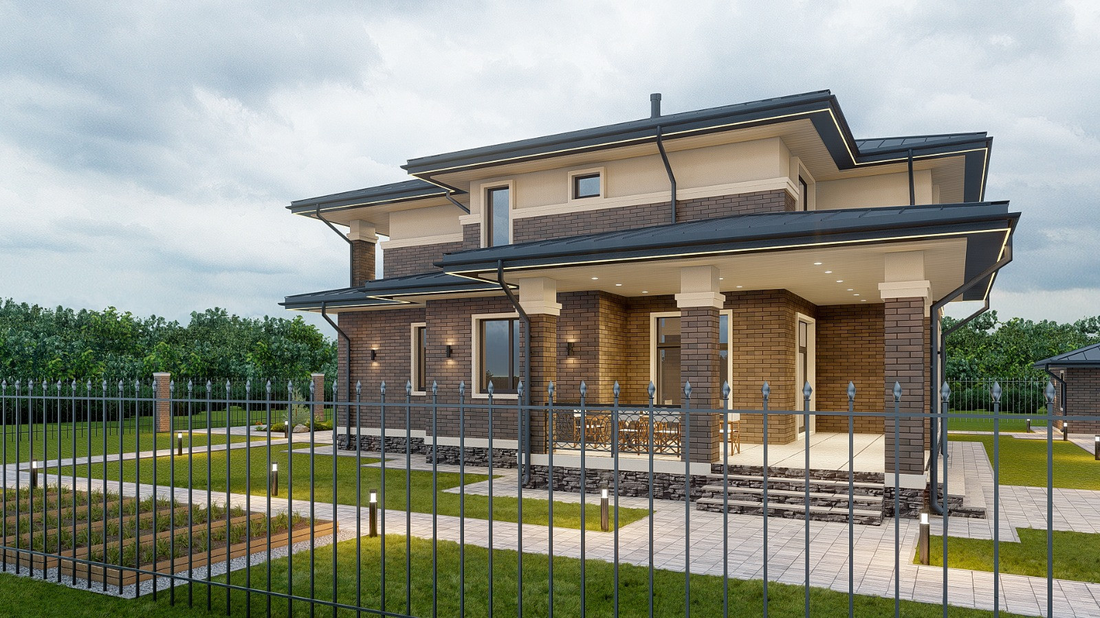 Обложка проекта: Проект двухэтажного дома в стиле Райта 265 кв.м