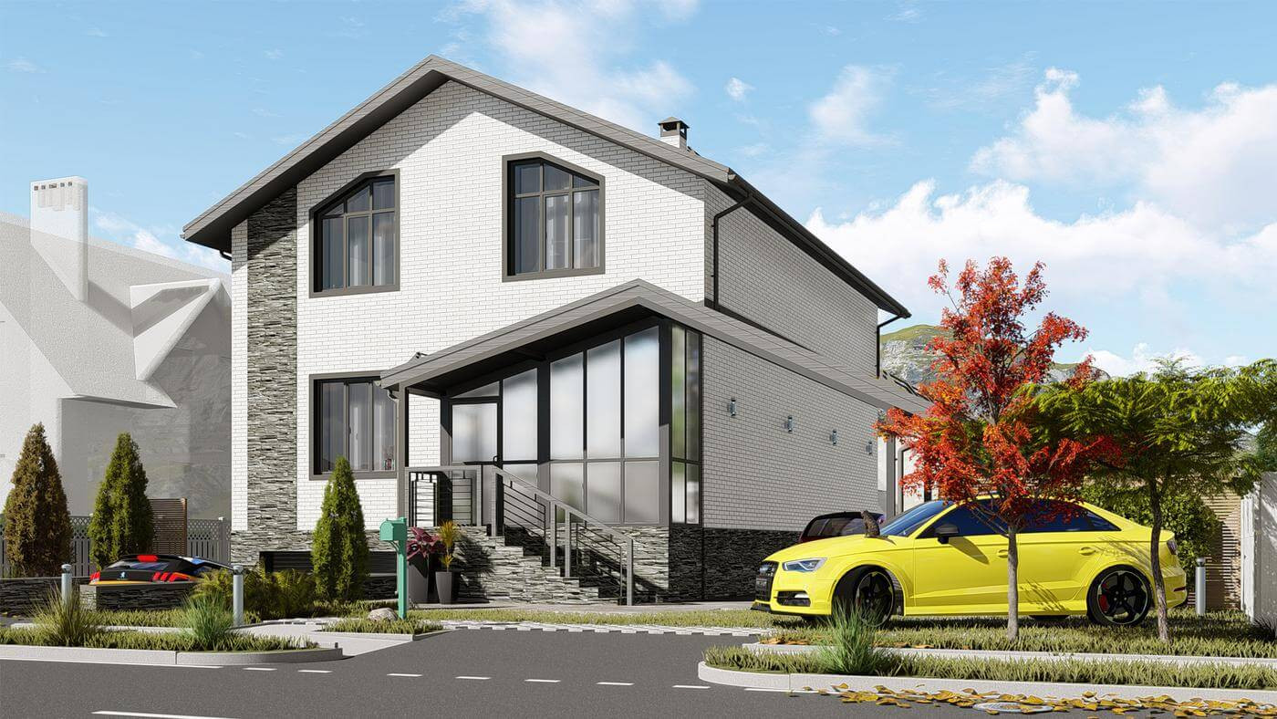 Обложка проекта: Проект дома с мансардой и гаражом в цокольном этаже