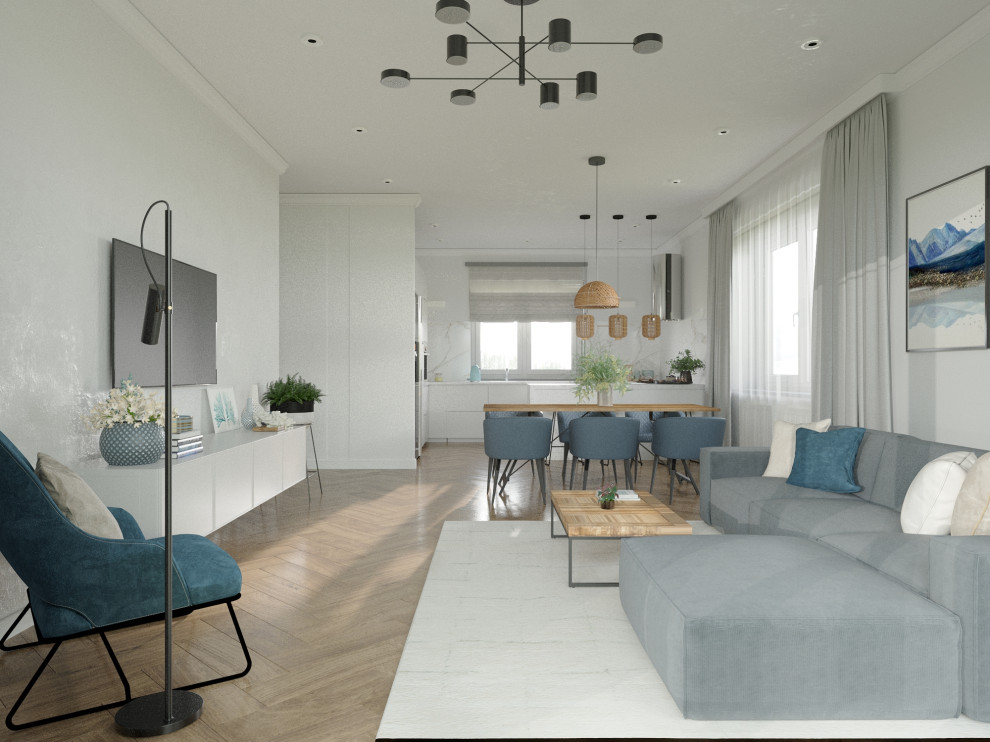 Проект кухни-гостиной в частном доме