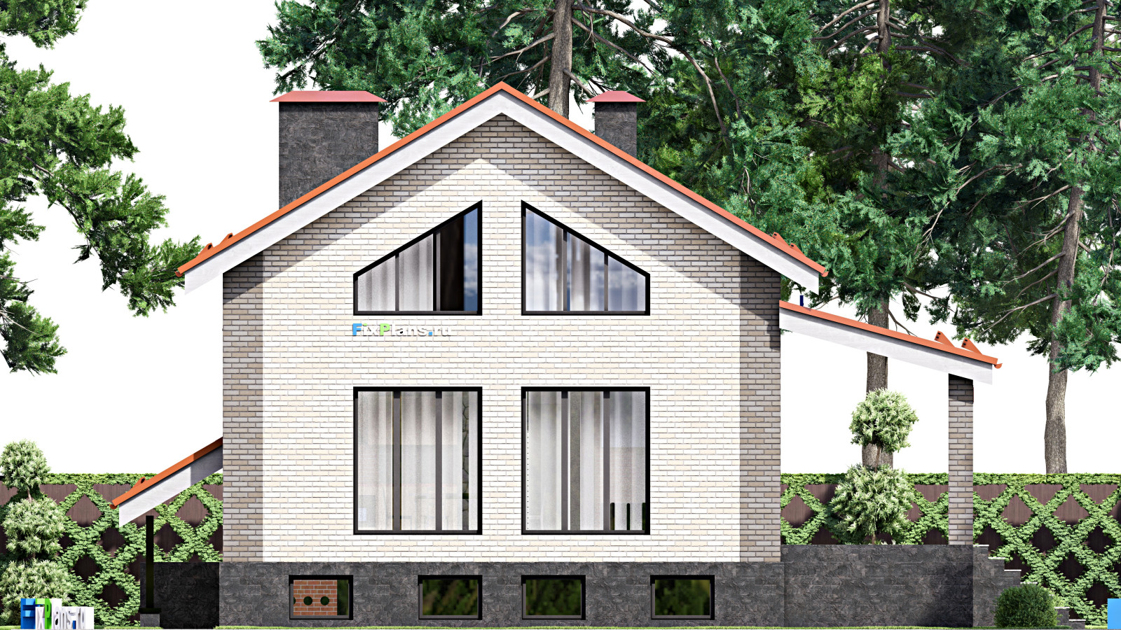 Проект дома с мансардой 12х13 м S129м2 F-15722