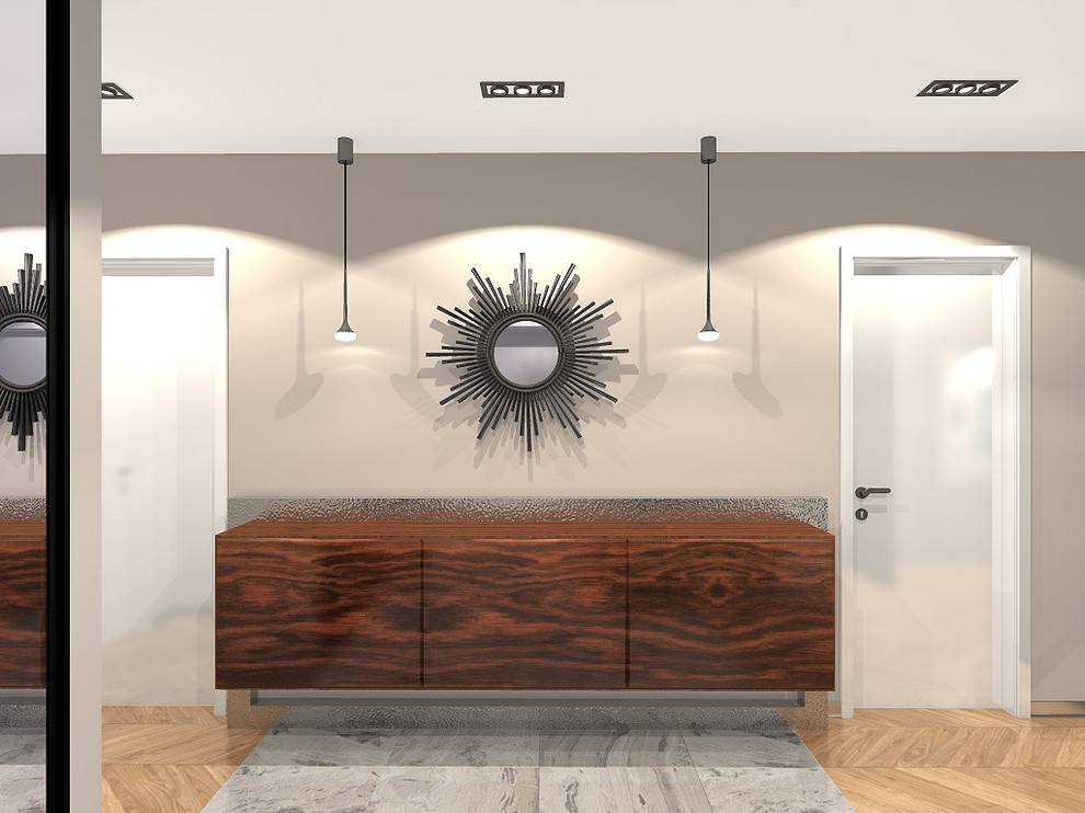 Дизайн-проект квартиры в современном стиле в серо-синих оттенках