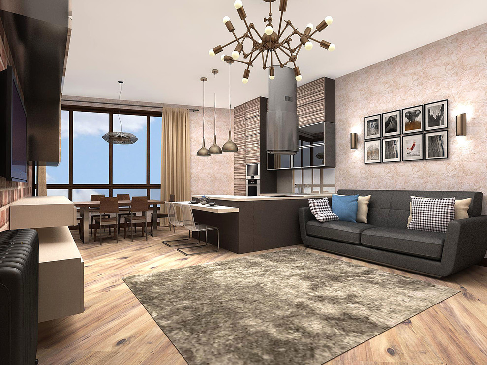 Обложка проекта: 3х комнатная студия 100 м.кв. свободной планировки