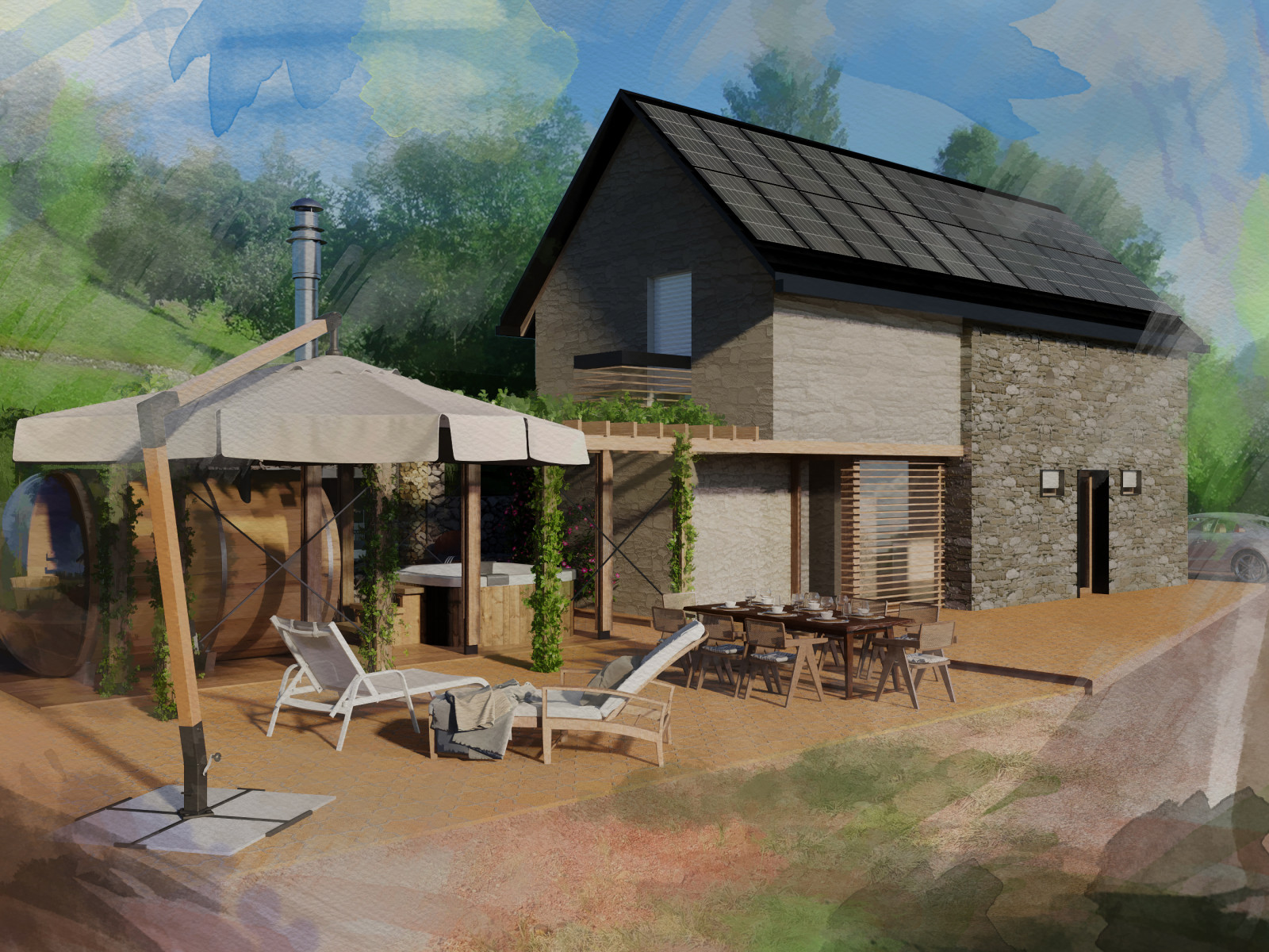 Visualization of Summer house in Pradebon, Italy