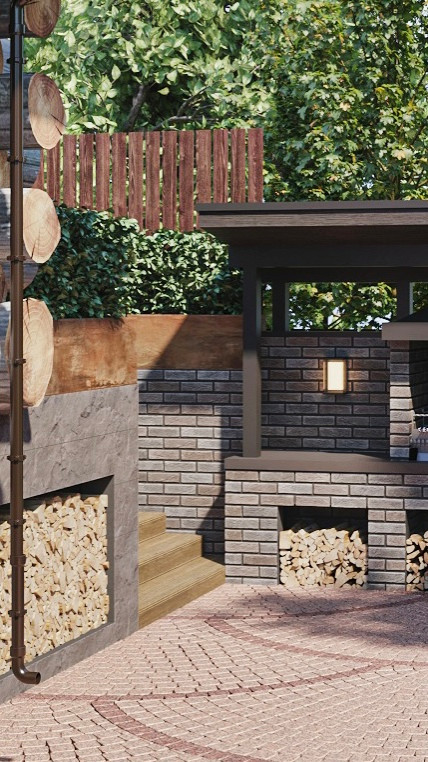 Благоустройство двора загородного дома.