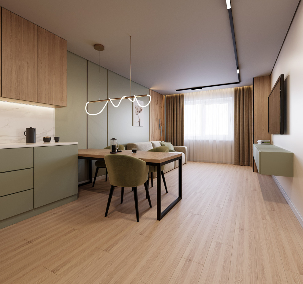 Дизайн "Фисташковый с элементами дерева"