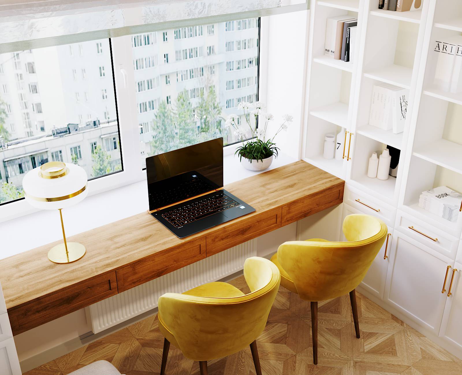 рабочая зона в гостиной