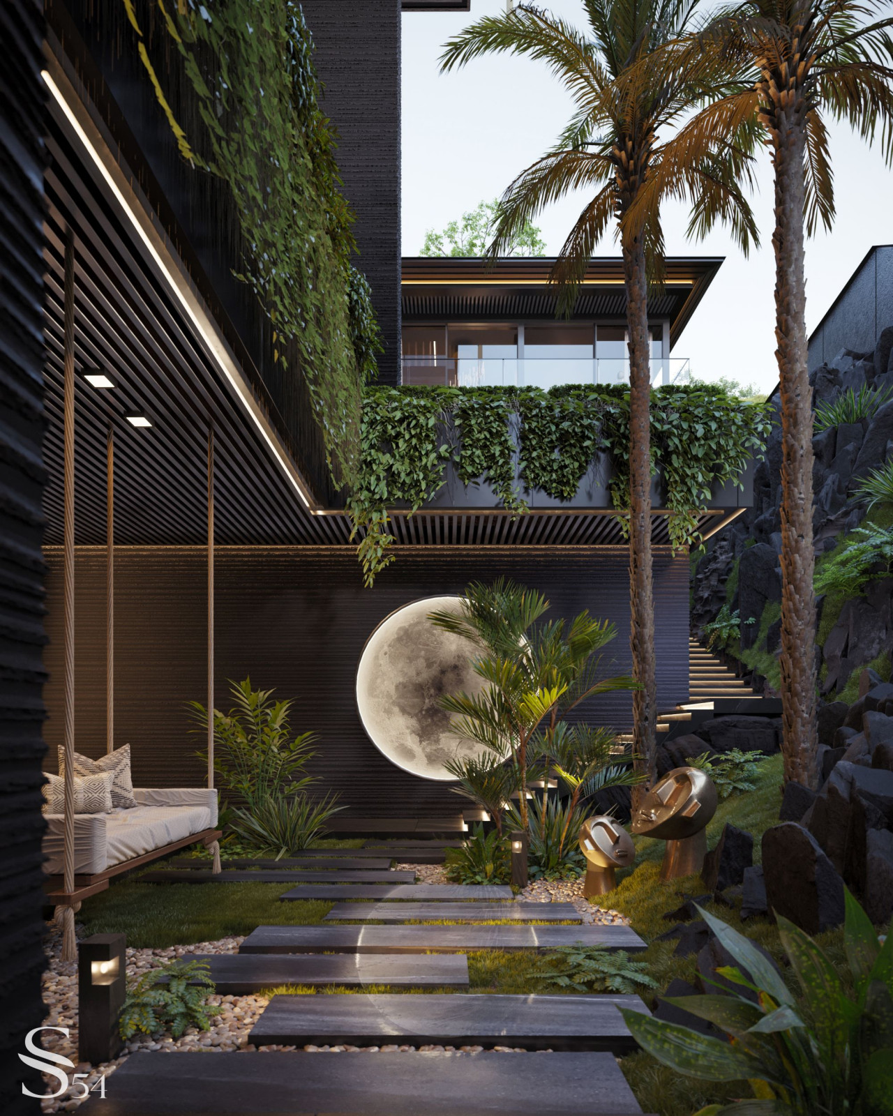 пешеходный маршрут, освещенный собственной Луной