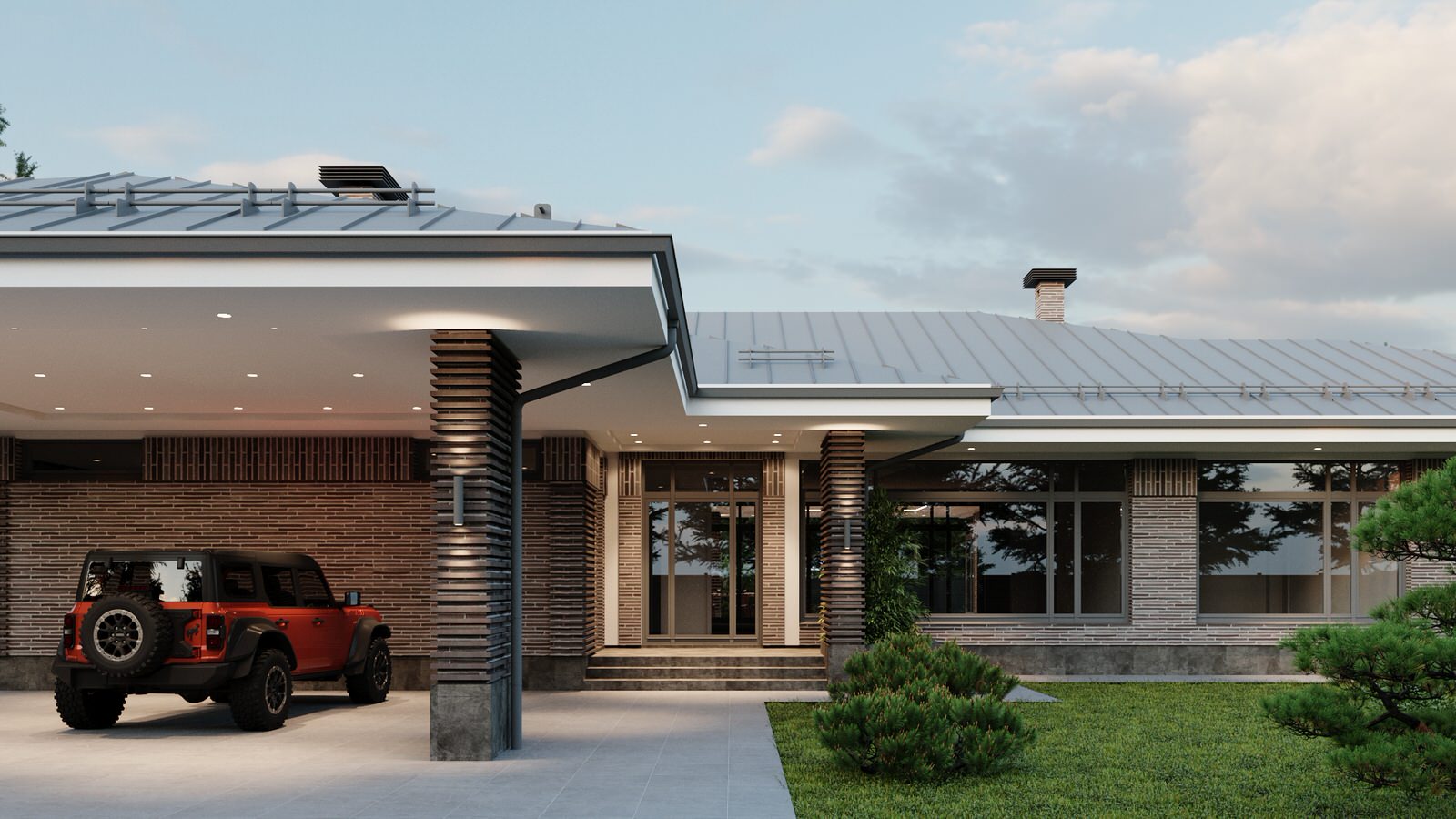 одноэтажный дом в живописном мест