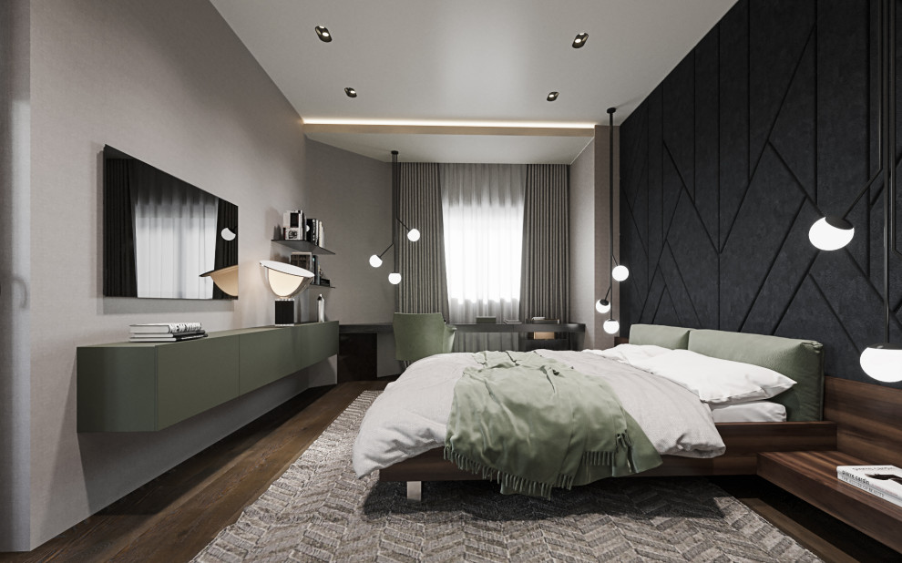 Спальня в современном стиле в колониальных тонах