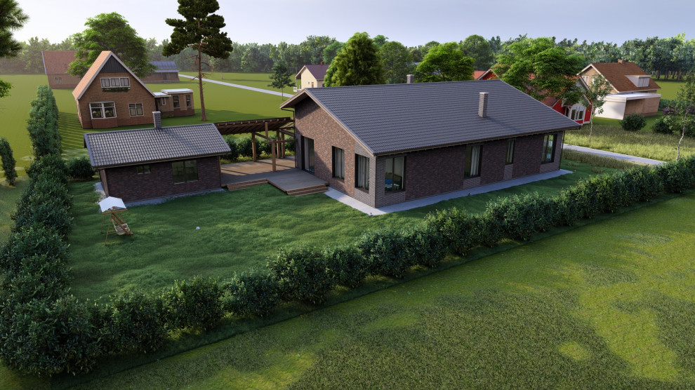 Одноэтажный дом из кирпича