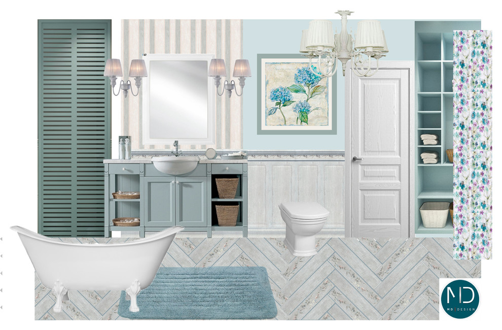 Концепция интерьера  санузла (коллаж)