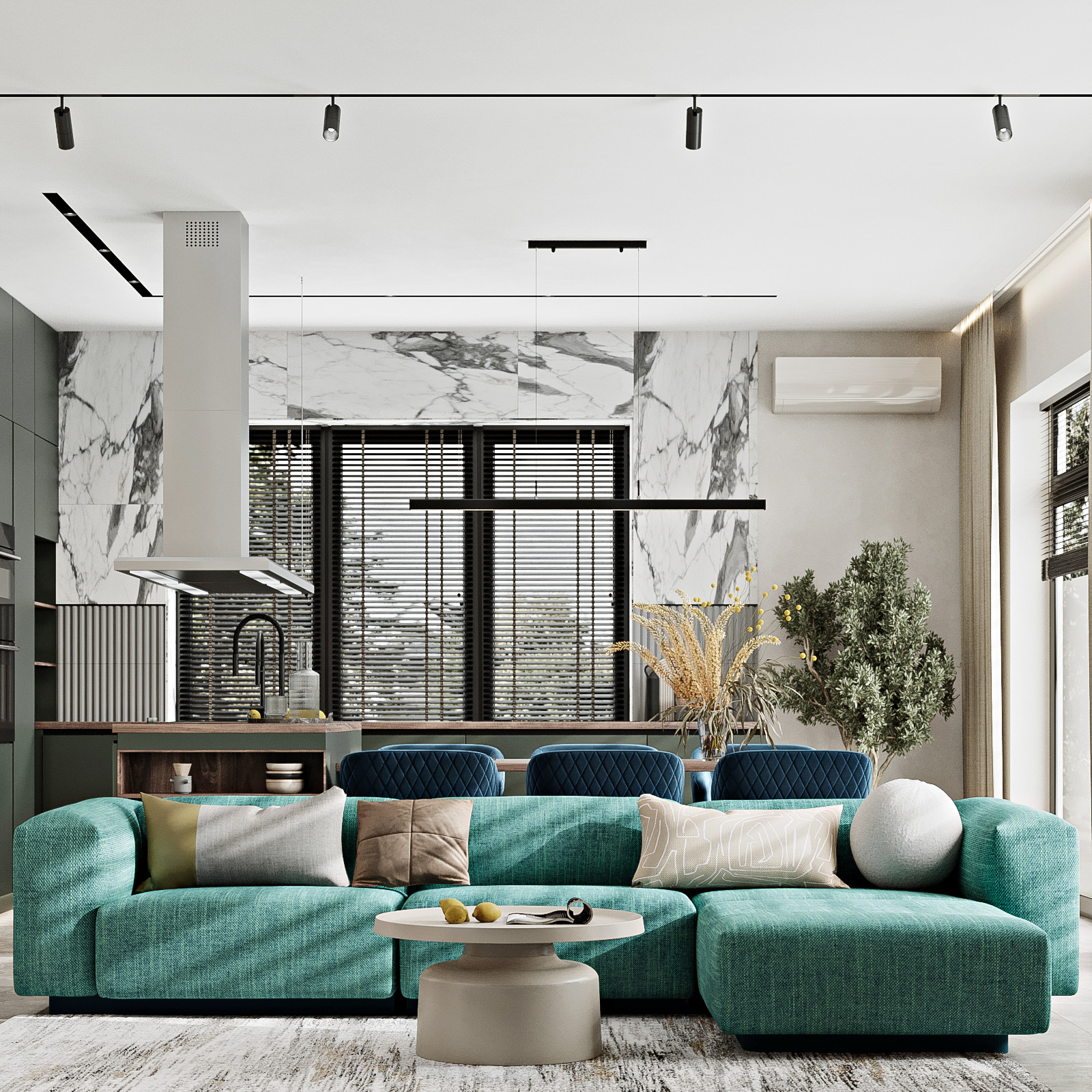 Обложка проекта: КП Первозванный 1, кухня-гостиная (вариант 3)