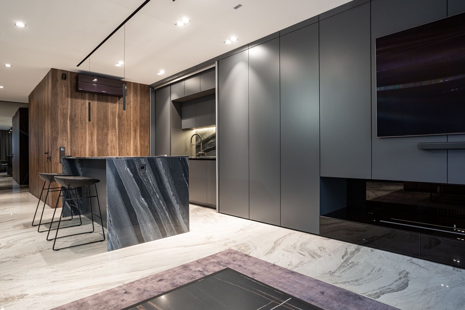 кухня серый камень