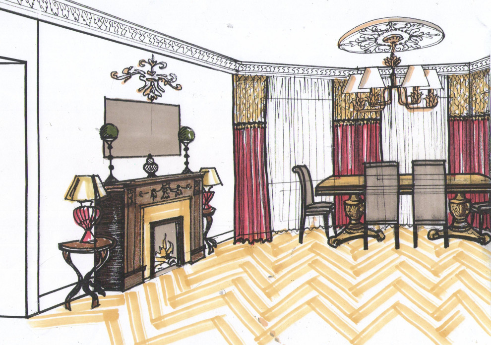 Эскиз гостиной в проекте "Сады Мавритании"