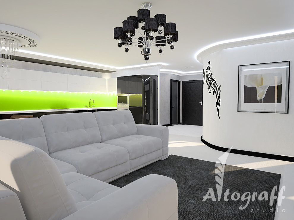 Обложка проекта: Черно-белая квартира для молодой семьи