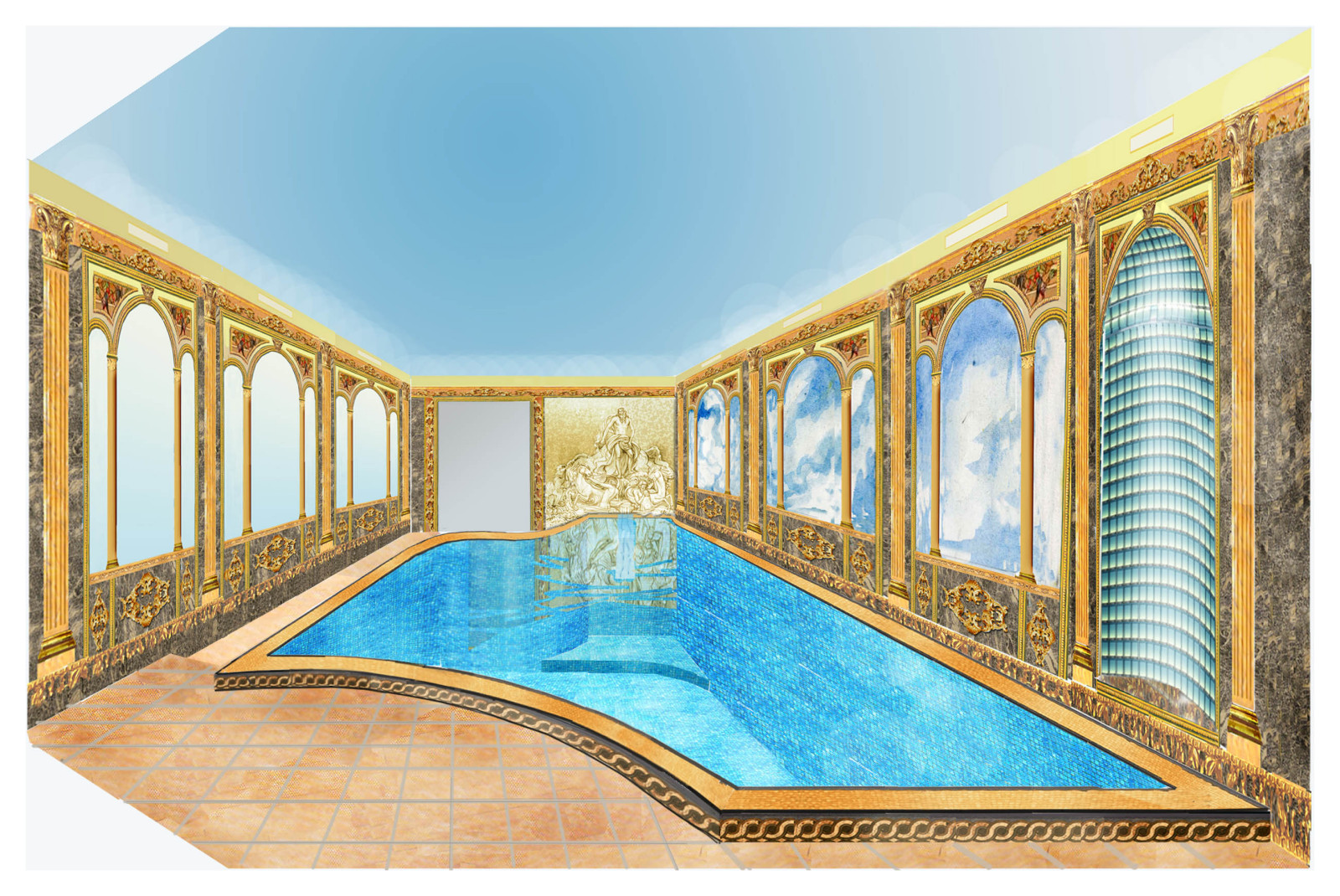 интерьер бассейна частного