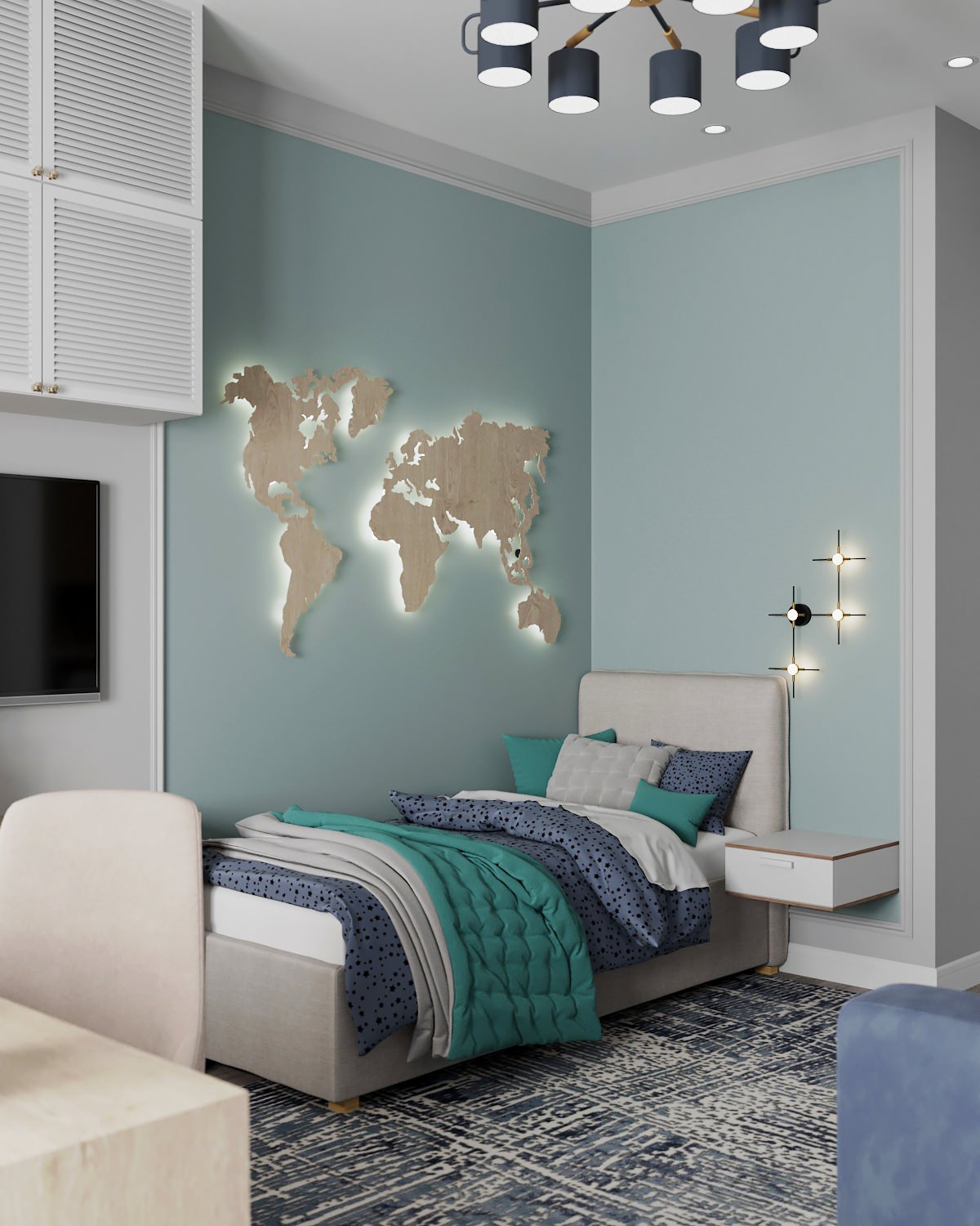 Квартира для большой семьи в леденцовых оттенках