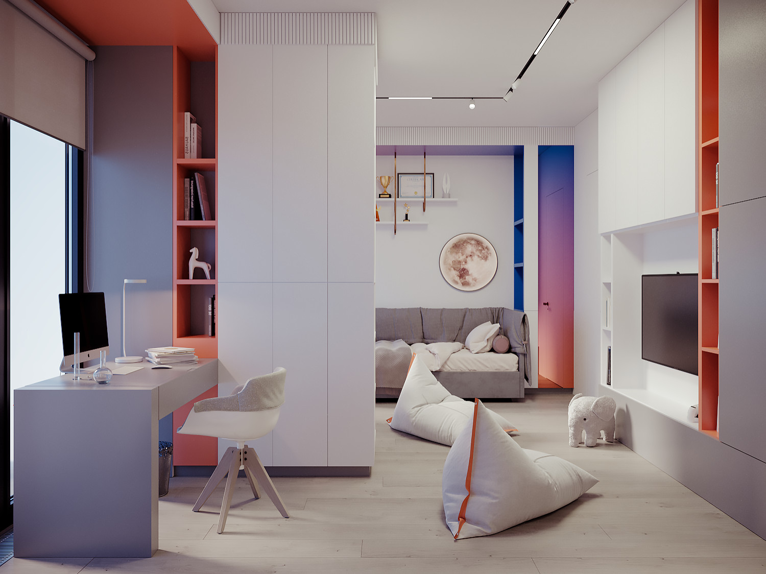 Квартира 160 м2 в ЖК "Прайм Парк"современный стиль, белые оттенки, уют, трековое