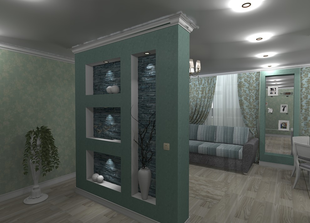 Обложка проекта: 3-х комнатная в зелёном цвете