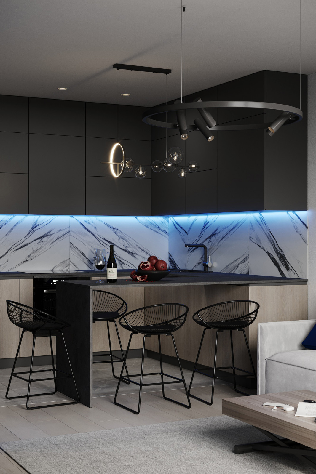 Обложка проекта: Дизайн кухни-гостиной