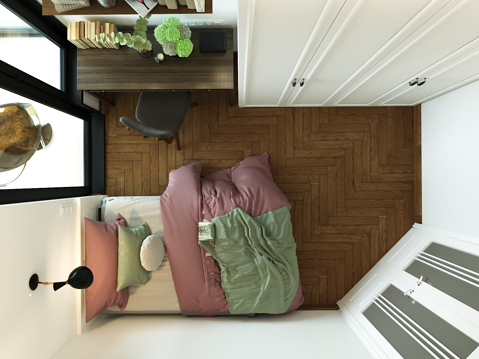 3D Визуализация - спальня сверху