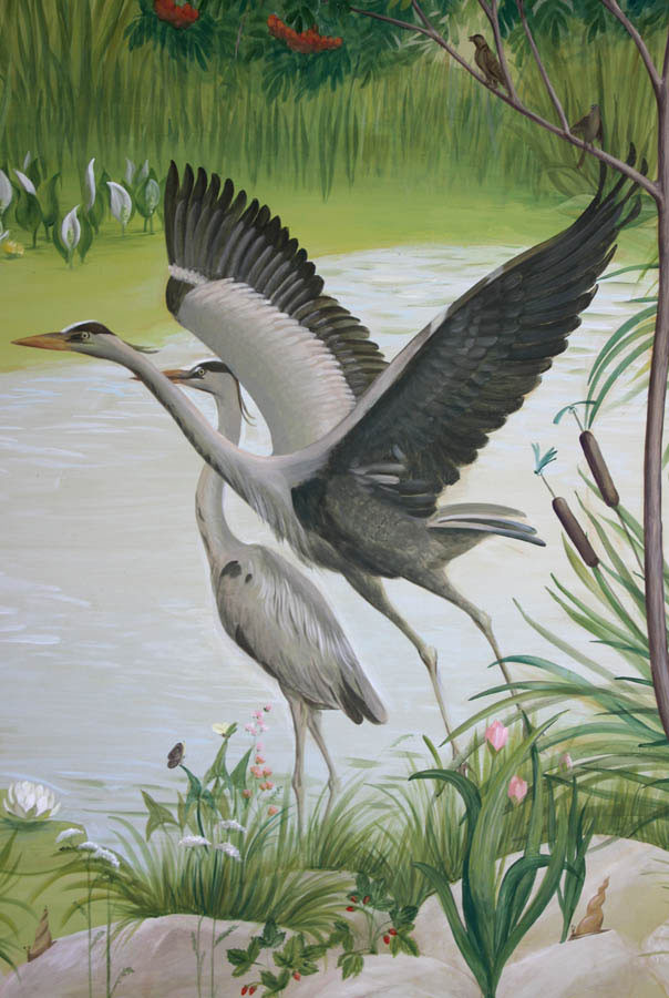 Роспись стен детской "Журавли"