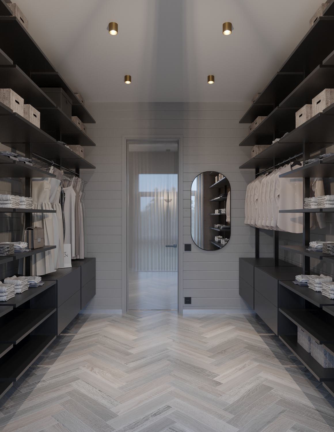 Гардеробная в проекте загородного дома