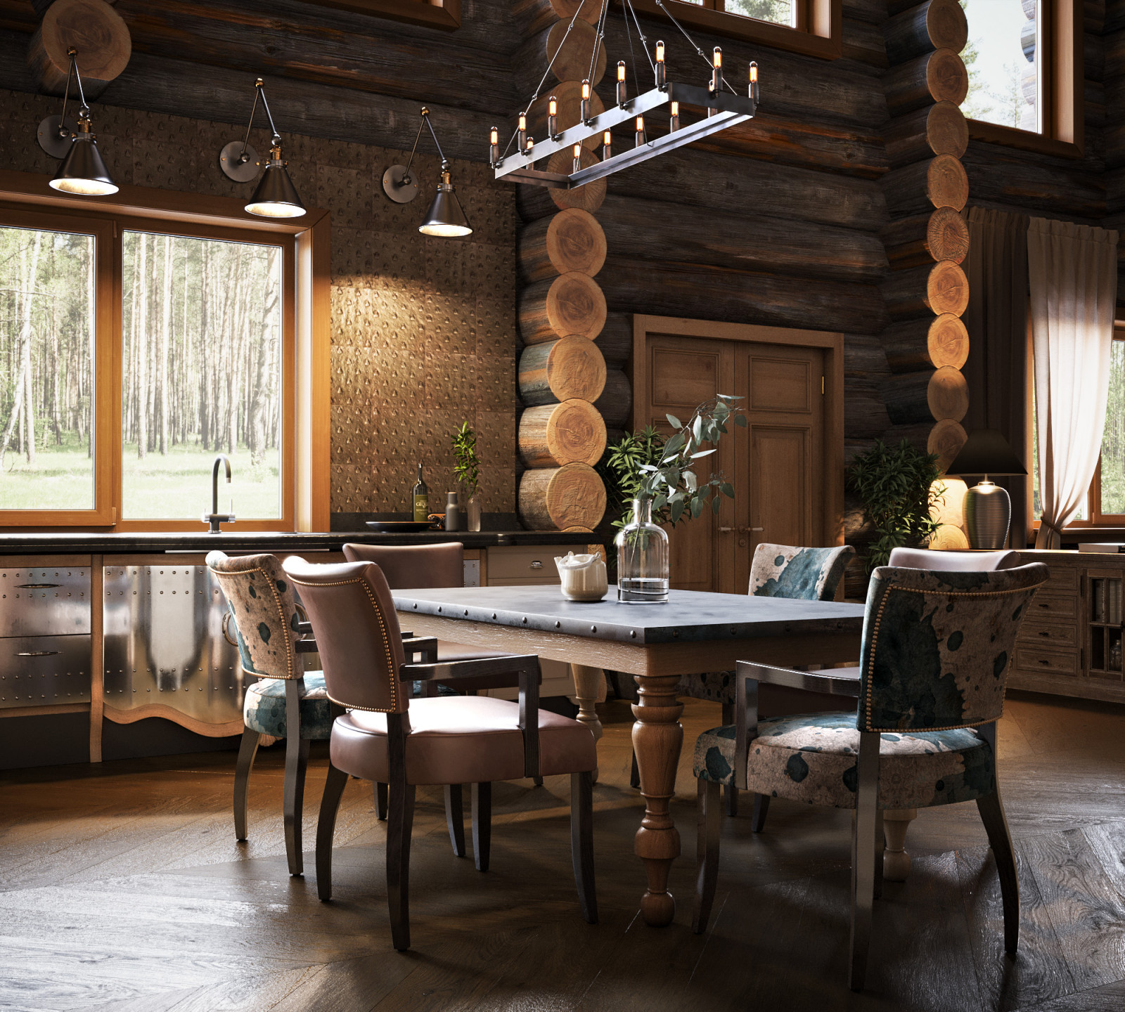 Дом из кело. Кухня и гостиная, второй свет