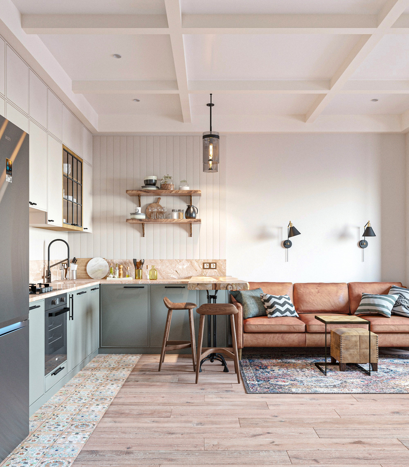 Квартира с этническими мотивами.