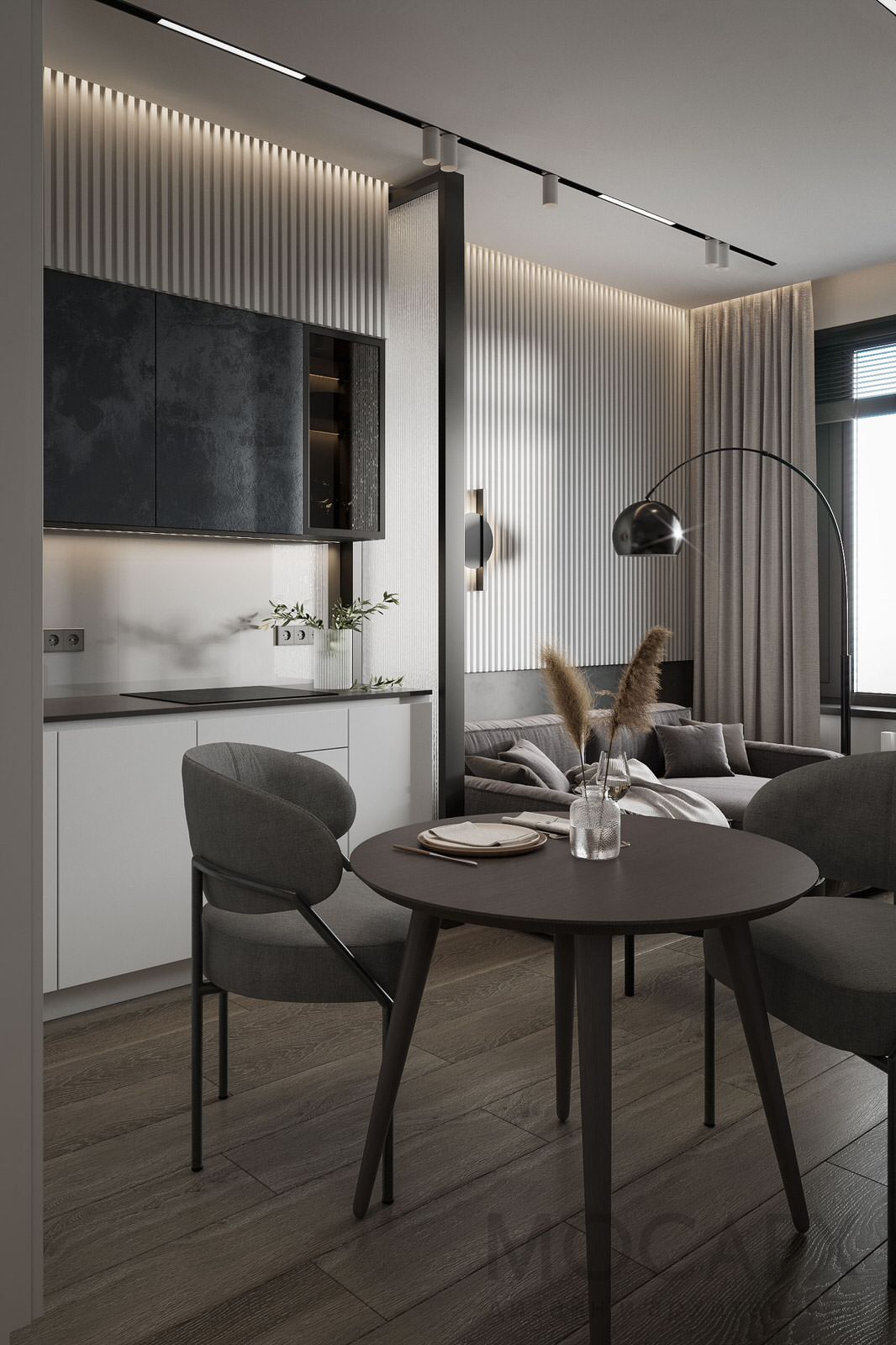 Прихожая, кухня-гостиная в ЖК Береговой