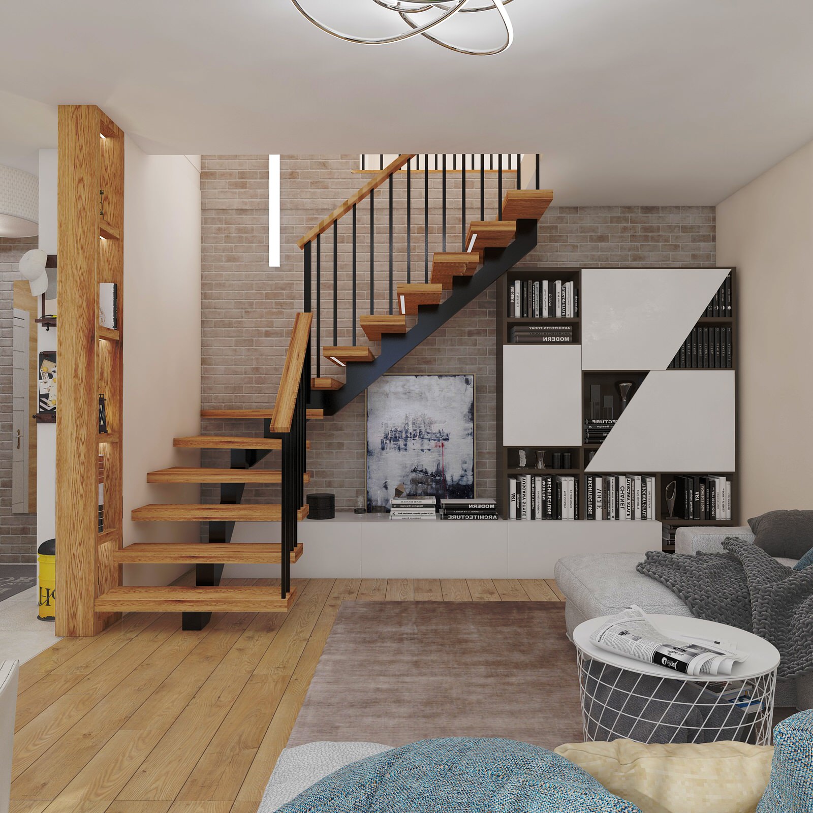 Проект двухуровневой квартиры  в стиле Лофт (135 кв м)