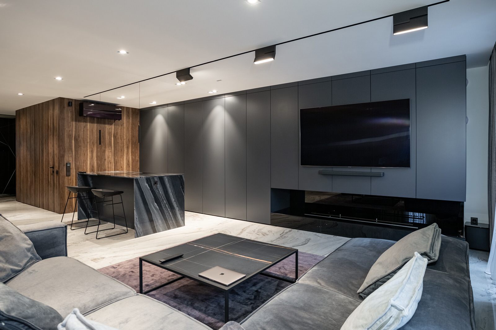 кухня серый камень