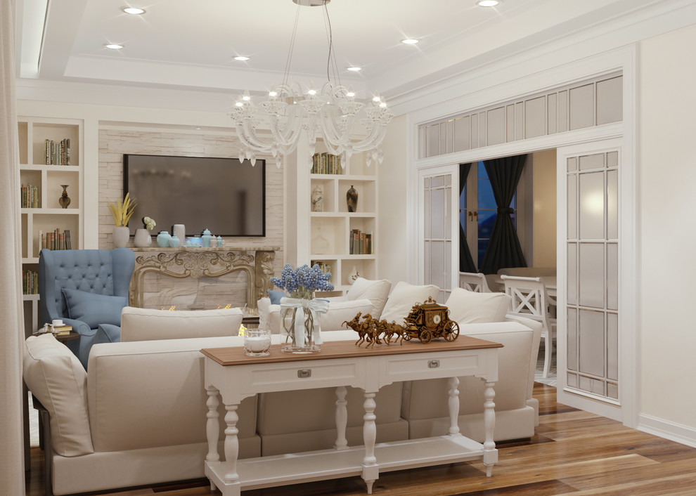 3D Визуализация. Уютная гостиная с ободеной зоной