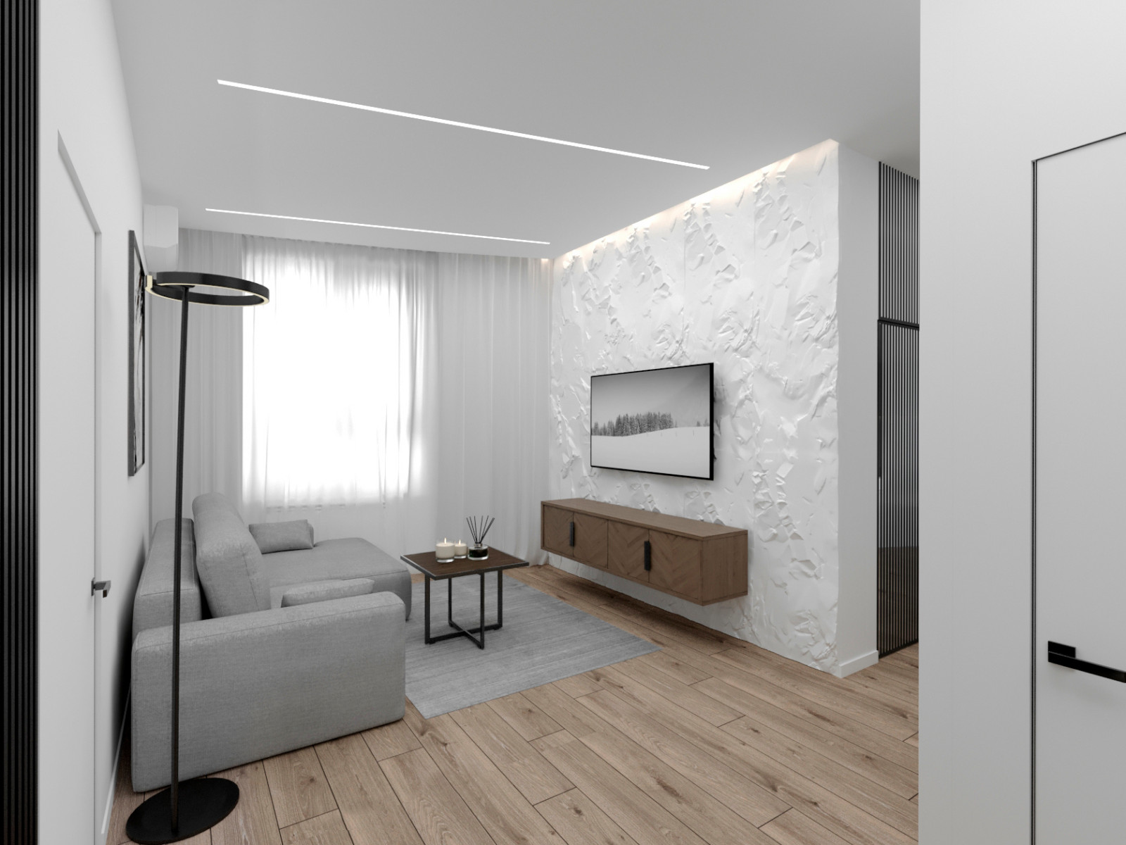 "Расправив крылья". Дизайн 3х - комнатной квартиры в стиле минимализм.